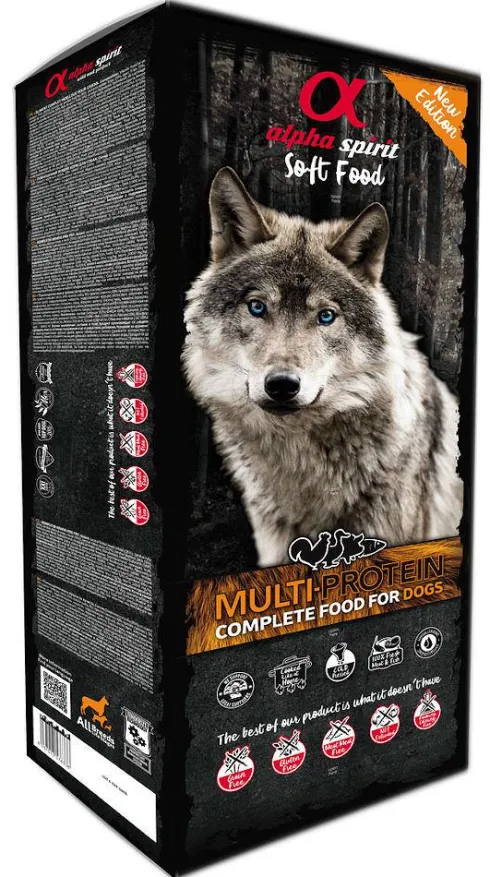 Alpha Spirit Multi-Protein Karma sucha miękka dla psa op. 9kg (karton)
