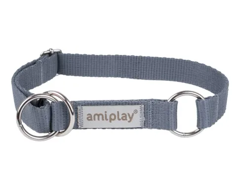 Amiplay Obroża półzaciskowa Samba dla psa rozm. L (35-50cm) kolor szary