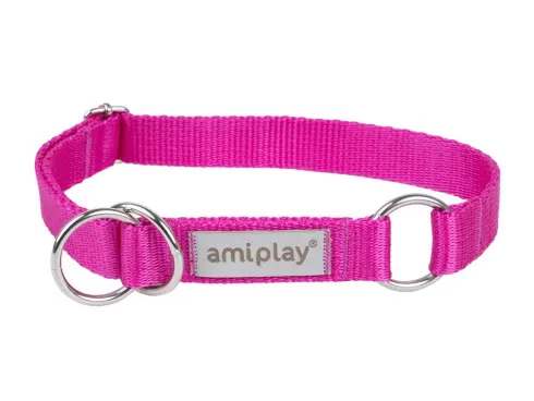 Amiplay Obroża półzaciskowa Samba dla psa rozm. M (25-40cm) kolor różowy