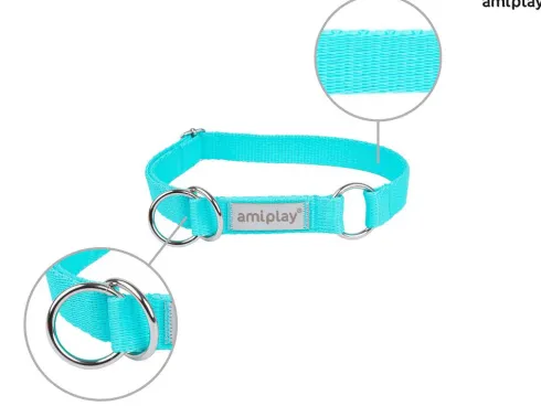 Amiplay Obroża półzaciskowa Samba dla psa rozm. M (25-40cm) kolor turkusowy