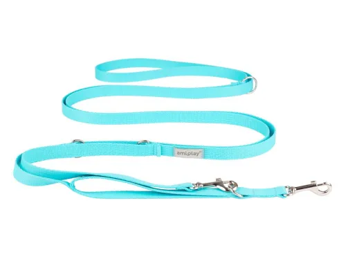 Amiplay Smycz regulowana 8in1 Samba dla psa rozm. M 20mm/400cm kolor turkusowy