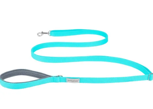 Amiplay Smycz taśma regulowana Easy Fix Samba dla psa rozm. XL 25mm/300cm kolor turkusowy