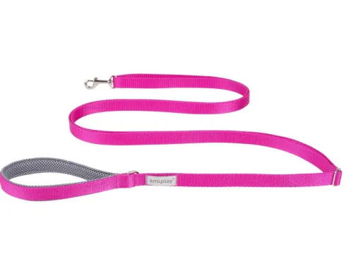 Amiplay Smycz taśma regulowana Easy Fix Samba dla psa rozm. M 20mm/300cm kolor różowy