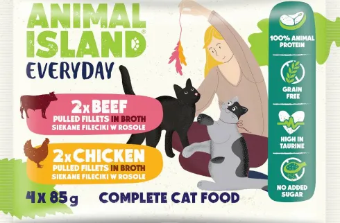 Animal Island Everyday Beef&Chicken in Broth Mokra Karma dla kota op. 4x85g