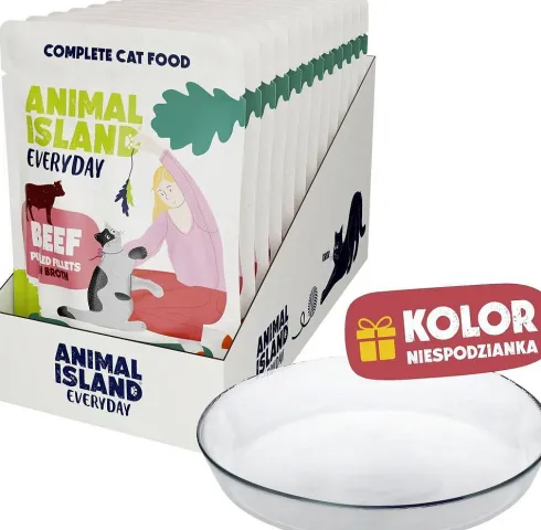 Animal Island Everyday Beef in Broth Mokra Karma dla kota op. 12x85g + Talerzyk GRATIS