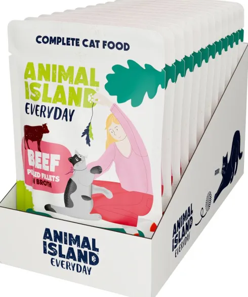 Animal Island Everyday Beef in Broth Mokra Karma dla kota op. 12x85g + Talerzyk GRATIS
