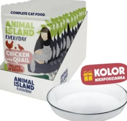 Animal Island Everyday Chicken with Quail in Broth Mokra Karma dla kota op. 12x85g + Talerzyk GRATIS