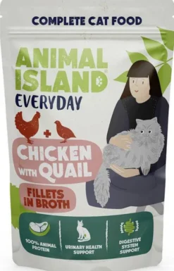 Animal Island Everyday Chicken with Quail in Broth Mokra Karma dla kota op. 12x85g + Talerzyk GRATIS