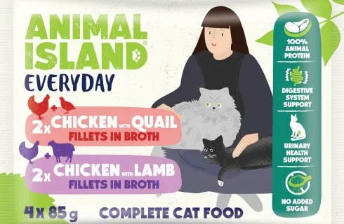 Animal Island Everyday Chicken with Quail&Chicken with Lamb in Broth Mokra Karma dla kota op. 4x85g
