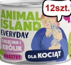 Animal Island Everyday Kitten Cielęcina i królik Mokra Karma dla kociąt op. 185g Pakiet 12szt.