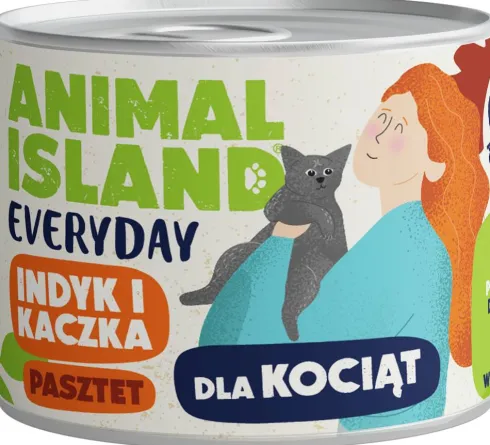 Animal Island Everyday Kitten Indyk i kaczka Mokra Karma dla kociąt op. 185g Pakiet 12szt.