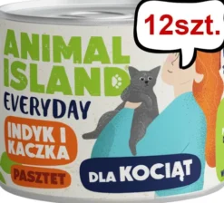 Animal Island Everyday Kitten Indyk i kaczka Mokra Karma dla kociąt op. 185g Pakiet 12szt.