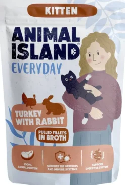 Animal Island Everyday Kitten Turkey with Rabbit in Broth Mokra Karma dla kociąt op. 12x85g