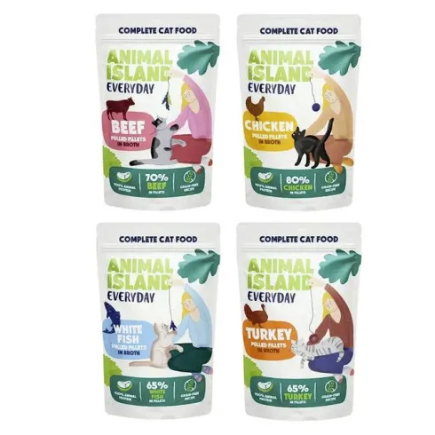 Animal Island Everyday MIX in Broth Mokra Karma dla kota op. 80x85g