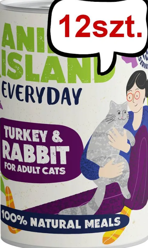 Animal Island Everyday Turkey&Rabbit Mokra Karma dla kota op. 400g Pakiet 12szt.