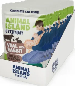 Animal Island Everyday Veal with Rabbit in Broth Mokra Karma dla kota op. 12x85g + Talerzyk GRATIS