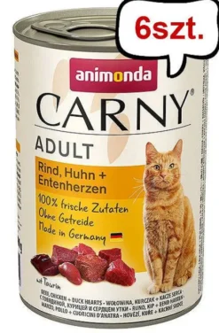 Animonda Carny Adult Wołowina i Kurczak z Kaczymi sercami Mokra Karma dla kota op. 400g Pakiet 6szt.