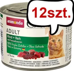 Animonda Carny Adult Wołowina i Sarnina z borówką Mokra Karma dla kota op. 200g Pakiet 12szt.