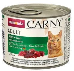 Animonda Carny Adult Wołowina i Sarnina z borówką Mokra Karma dla kota op. 200g Pakiet 12szt.