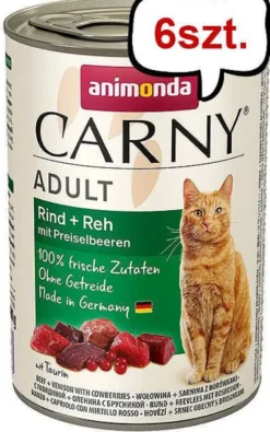 Animonda Carny Adult Wołowina i Sarnina z borówką Mokra Karma dla kota op. 400g Pakiet 6szt.
