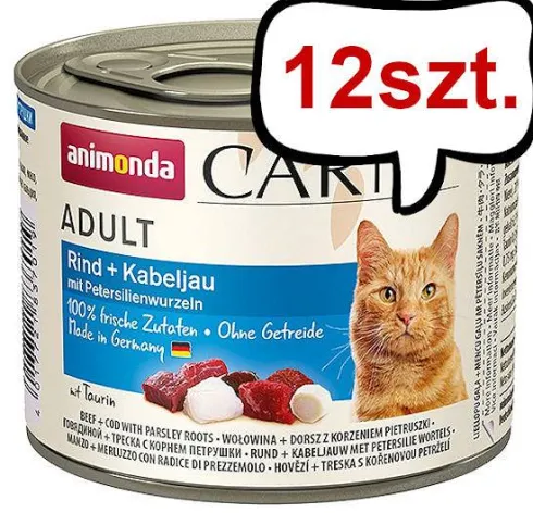 Animonda Carny Adult Wołowina i Dorsz z pietruszką Mokra Karma dla kota op. 200g Pakiet 12szt.