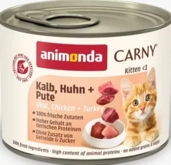 Animonda Carny Kitten Cielęcina z kurczakiem i indykiem Mokra Karma dla kociąt op. 200g Pakiet 12szt.