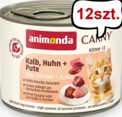 Animonda Carny Kitten Cielęcina z kurczakiem i indykiem Mokra Karma dla kociąt op. 200g Pakiet 12szt.