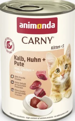 Animonda Carny Kitten Cięlęcina z kurczakiem i indykiem Mokra Karma dla kociąt op. 400g