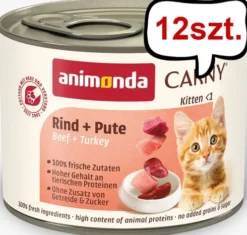 Animonda Carny Kitten Wołowina i indyk Mokra Karma dla kociąt op. 200g Pakiet 12szt.