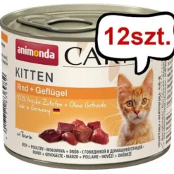 Animonda Carny Kitten Wołowina z drobiem Mokra Karma dla kociąt op. 200g Pakiet 12szt.