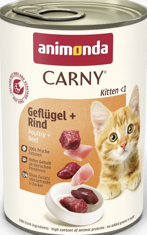 Animonda Carny Kitten Wołowina z drobiem Mokra Karma dla kociąt op. 400g