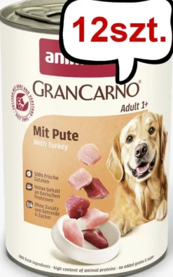 Animonda GranCarno Adult wieprzowina z indykiem Mokra Karma dla psa op. 400g Pakiet 12szt.
