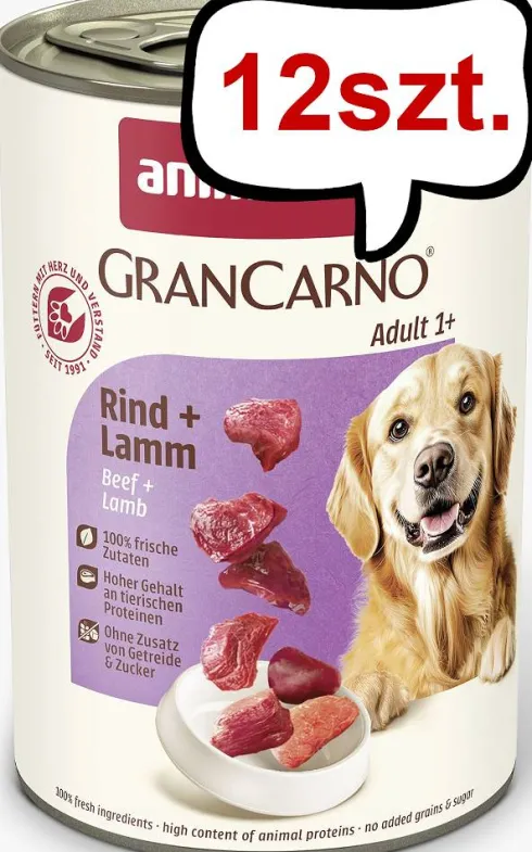 Animonda GranCarno Adult wołowina z jagnięciną Mokra Karma dla psa op. 400g Pakiet 12szt.