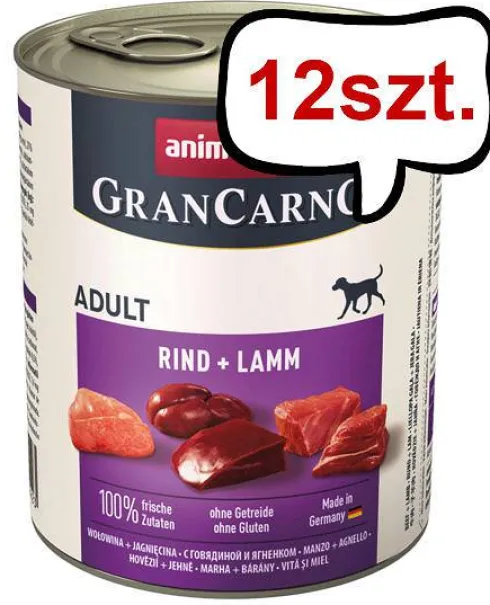 Animonda GranCarno Adult wołowina z jagnięciną Mokra Karma dla psa op. 800g Pakiet 12szt.