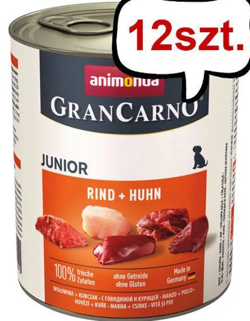 Animonda GranCarno Junior wołowina z kurczakiem Mokra Karma dla szczeniaka op. 800g Pakiet 12szt.