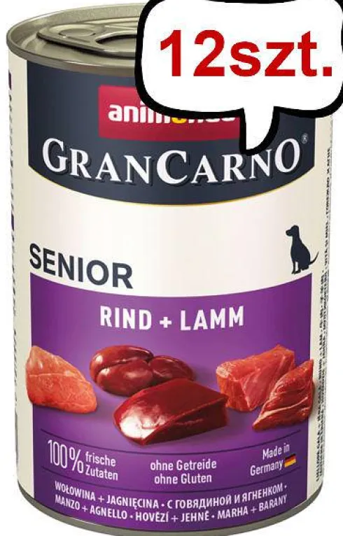 Animonda GranCarno Senior wołowina z jagnięciną Mokra Karma dla psa op. 400g Pakiet 12szt.