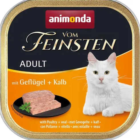 Animonda Vom Feinsten Adult Drób z cielęciną Mokra Karma dla kota op. 100g Pakiet 16szt.