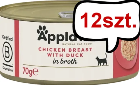 Applaws Natural Cat Food Kurczak z kaczką w bulionie Mokra Karma dla kota op. 70g Pakiet 12szt.