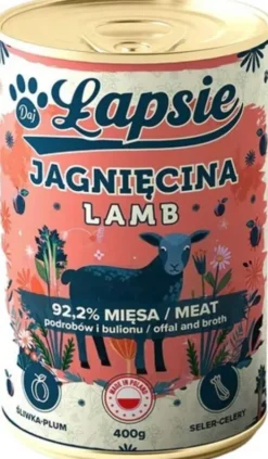Łapsie Complete Adult Jagnięcina ze Śliwką Mokra karma dla psa. op. 400g