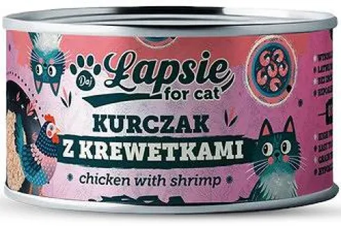 Łapsie for Cat Adult Kurczak z krewetkami Mokra karma dla kota. op. 80g Pakiet 12szt.