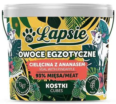 Łapsie Owoce Egzotyczne Mięsne kostki z Cielęciną i ananasem dla psa op. 160g