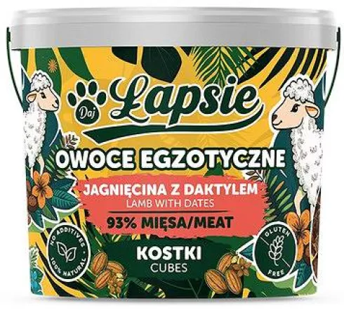 Łapsie Owoce Egzotyczne Mięsne kostki z Jagnięciną i daktylem dla psa op. 160g