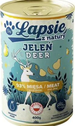 Łapsie z Natury Adult Jeleń z gruszką Mokra karma dla psa. op. 400g
