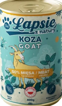 Łapsie z Natury Adult Koza z Miętą Mokra karma dla psa. op. 400g