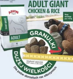 Arion Original Adult Giant Chicken&Rice Sucha Karma dla psa op. 12kg NOWA GRANULKA