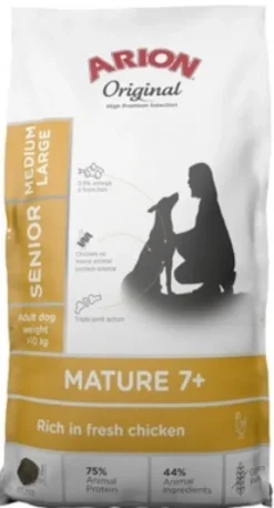 Arion Original Mature/Senior 7+ Medium&Large Chicken&Rice Sucha Karma dla psa op. 12kg + Voskes Training Treats GRATIS
