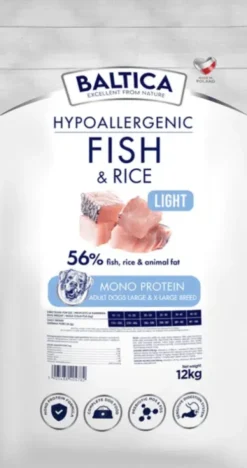 Baltica Hypoallergenic Adult Large Light Fish&Rice Sucha karma dla psa op. 12kg + Baltica Przysmak Hello Summer i Piłka plażowa GRATIS