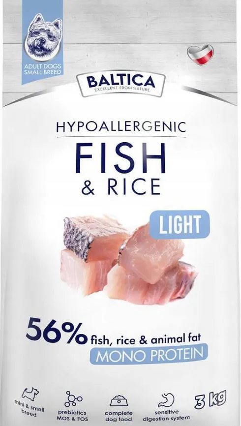 Baltica Hypoallergenic Light Adult Small Fish&Rice Sucha karma dla psa op. 3kg