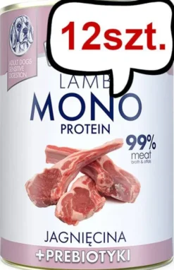 Baltica Monoprotein Adult Jagnięcina z prebiotykami Mokra Karma dla psa op. 400g Pakiet 12szt.