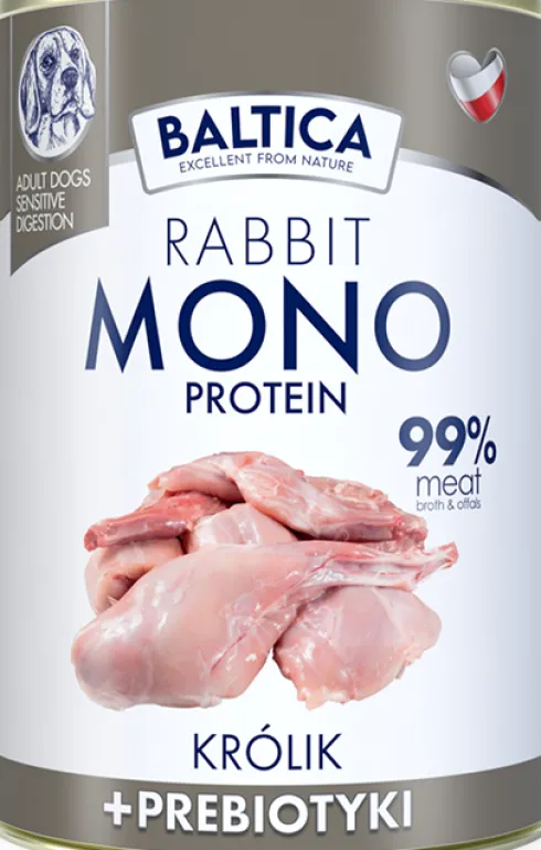 Baltica Monoprotein Adult Królik z prebiotykami Mokra Karma dla psa op. 400g Pakiet 12szt.